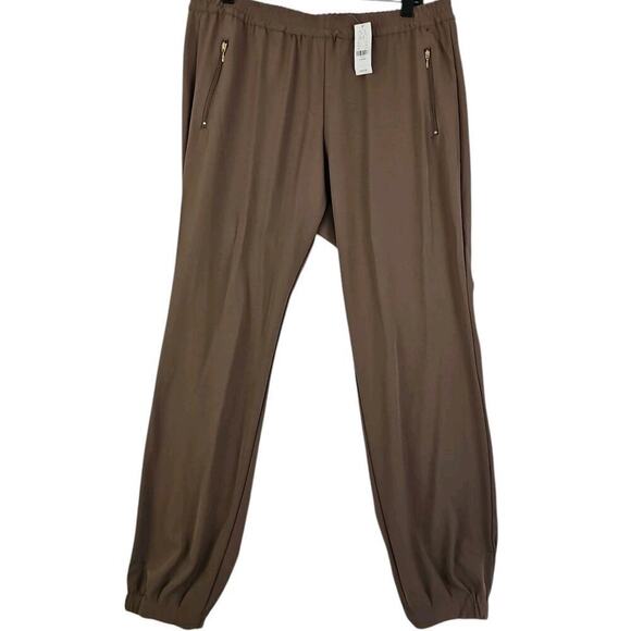 New York & Company~Woman Size L~ Light Brown Tapered Jogger Pull On Elatic Waist - Picture 1 of 15